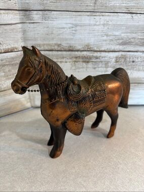Vintage 30s-50s cast metal bronze/copper painted Carnival Prize horse statue